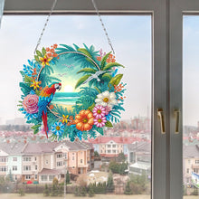 Load image into Gallery viewer, Acrylic Special Shape Beach Parrots DIY Diamond Art Pendant Kit for Wall Window
