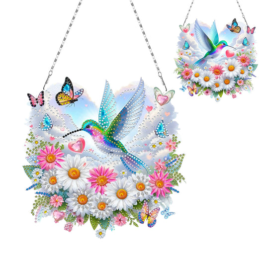 Acrylic Special Shape Beach Parrots DIY Diamond Art Pendant Kit for Wall Window
