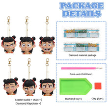 Load image into Gallery viewer, 6Pcs Double Sided Special Shaped Cartoon Nezha Diamond Art Keyring for Beginners

