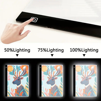 LED Light Box Tracing Light Pad 3 Level Dimmable LED Art Tracing Pad for Tracing