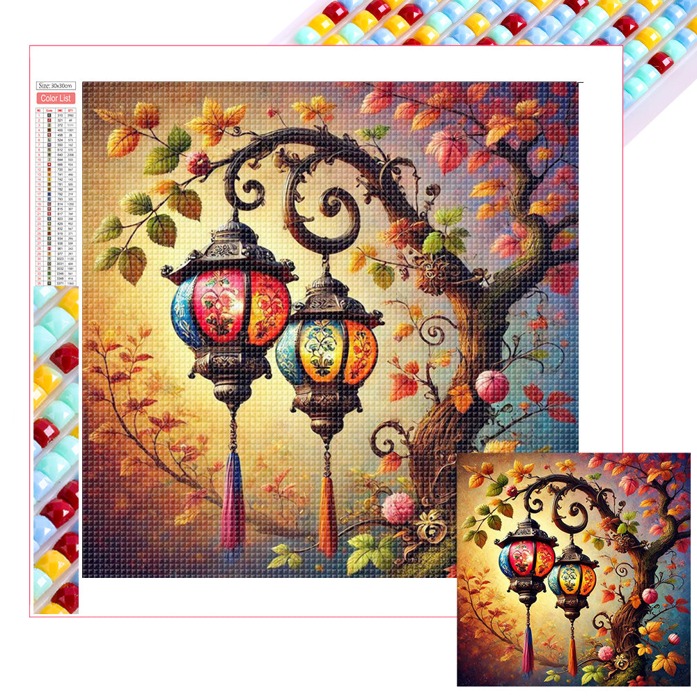 Diamond Painting - Full Square - Red Lanterns On The Tree (30*30CM)
