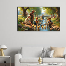Load image into Gallery viewer, Diamond Painting - Full Square - Children Playing With Ducks By The Stream (70*40CM)
