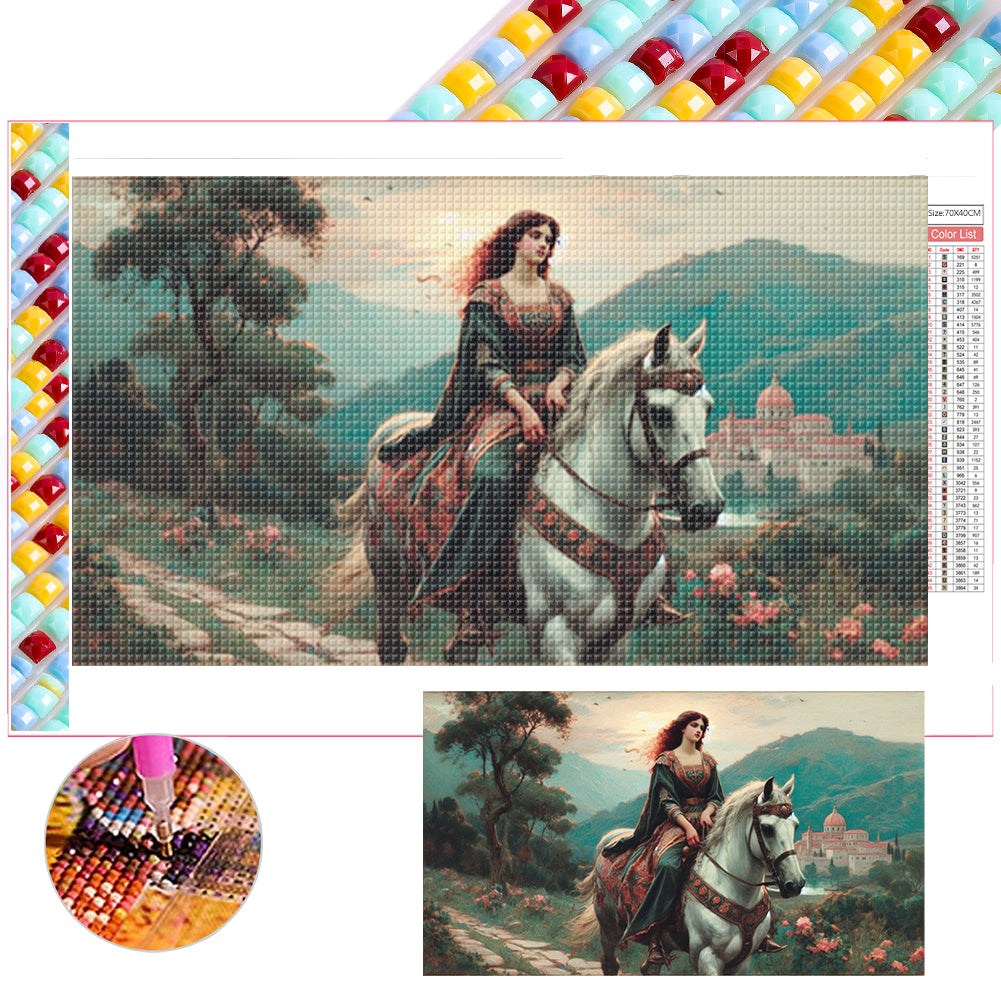 Diamond Painting - Full Square - Horse-Riding Woman (70*40CM)