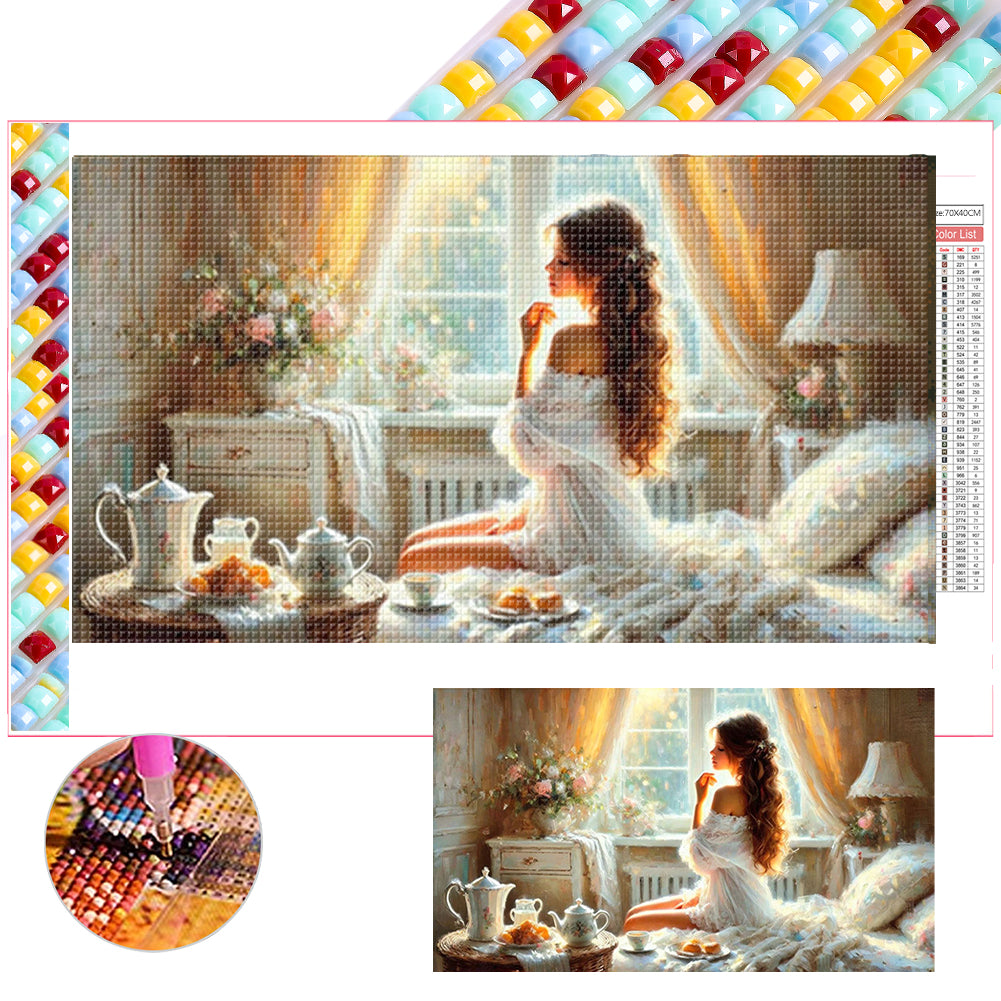 Diamond Painting - Full Square - Woman Eating Breakfast (70*40CM)