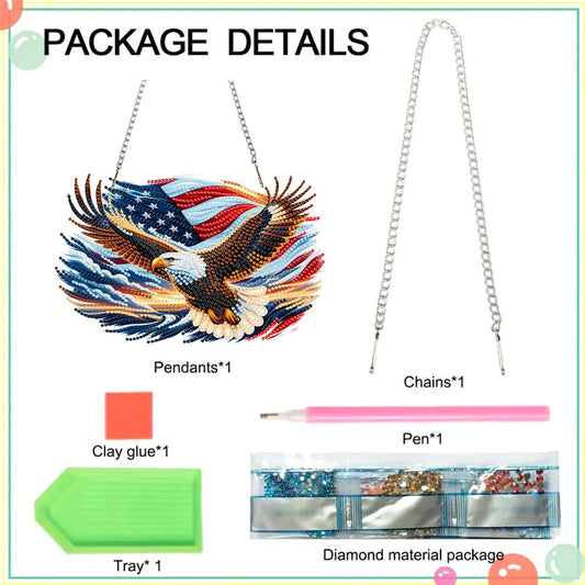 US Flag Eagle Diamond Art Hanging Pendant 5D DIY Diamond Painting Dots Pendant