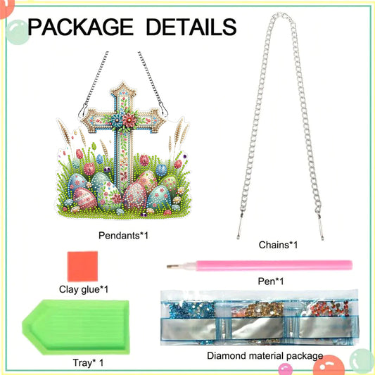 Easter Diamond Art Hanging Pendant Acrylic 5D DIY Diamond Painting Dots Pendant