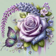 Load image into Gallery viewer, Diamond Painting - Full Round - Purple Rose Butterfly (40*40CM)
