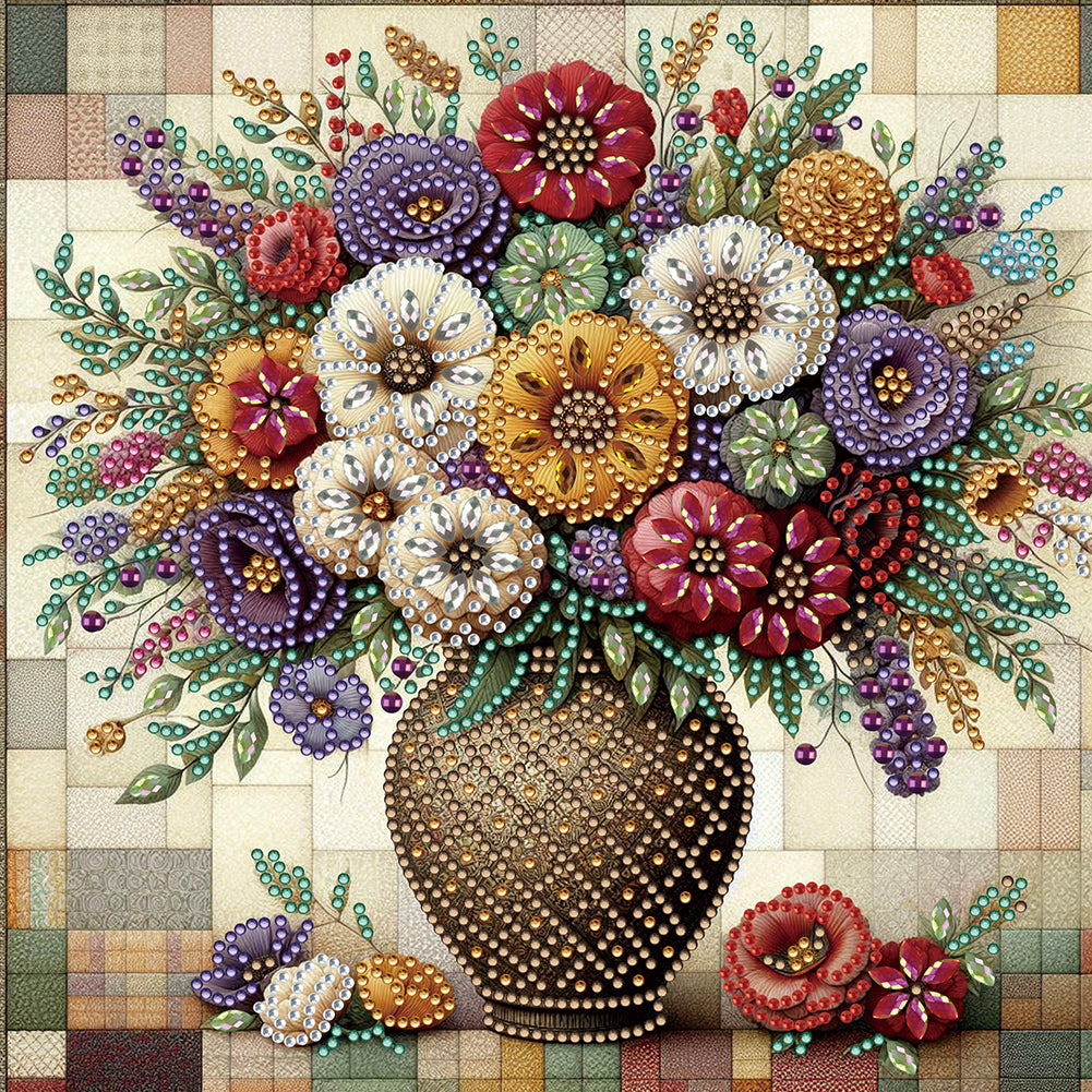 Diamond Painting - Partial Special Shaped - Vintage Vase (30*30CM)