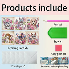 Load image into Gallery viewer, 6Pcs Animals DIY Diamond Painting Greeting Card Kit with Envelope for Friend

