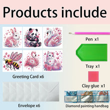 Load image into Gallery viewer, 6Pcs Animals DIY Diamond Painting Greeting Card Kit with Envelope for Friend
