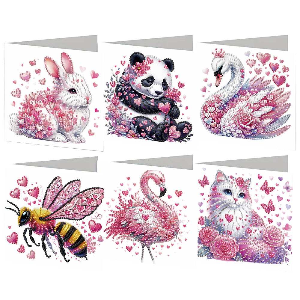 6Pcs Animals DIY Diamond Painting Greeting Card Kit with Envelope for Friend