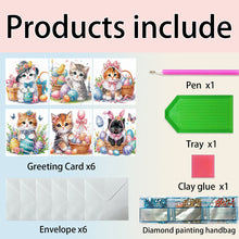 Load image into Gallery viewer, 6Pcs Animals DIY Diamond Painting Greeting Card Kit with Envelope for Friend
