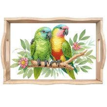 Load image into Gallery viewer, Wooden Animals Flowers 5D DIY Diamond Painting Serving Tray with Handle for Desk
