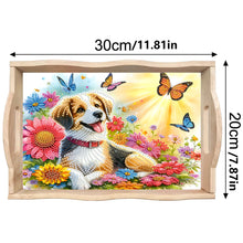 Load image into Gallery viewer, Wooden Animals Flowers 5D DIY Diamond Painting Serving Tray with Handle for Desk
