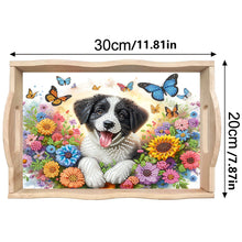 Load image into Gallery viewer, Wooden Animals Flowers 5D DIY Diamond Painting Serving Tray with Handle for Desk
