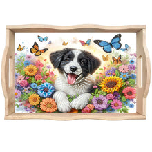 Load image into Gallery viewer, Wooden Animals Flowers 5D DIY Diamond Painting Serving Tray with Handle for Desk
