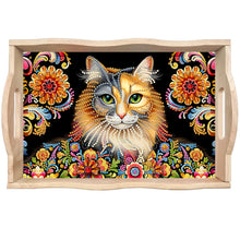 Load image into Gallery viewer, Wooden Animals Flowers 5D DIY Diamond Painting Serving Tray with Handle for Desk
