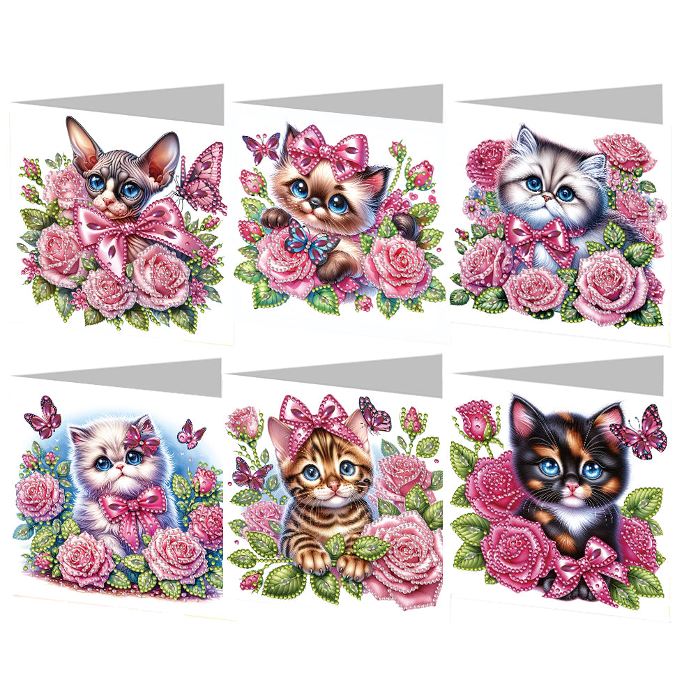 6pcs Diamond Painting Greeting Cards DIY Diamond Art Cards Handmade Arts Crafts