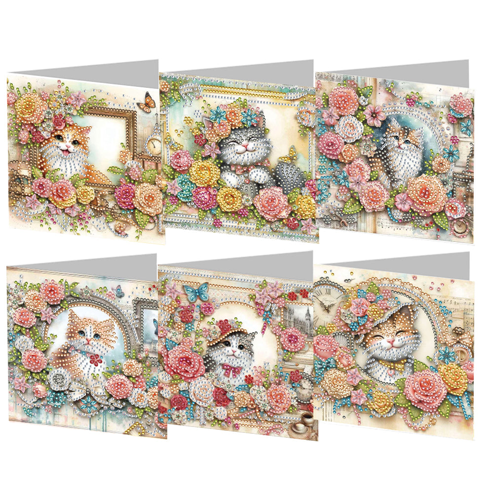 6pcs Diamond Painting Greeting Cards DIY Diamond Art Cards Handmade Arts Crafts