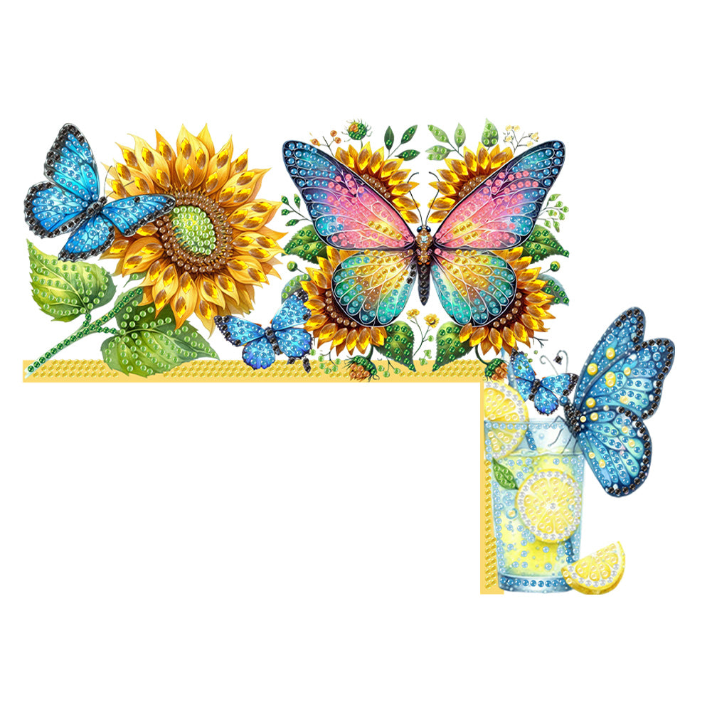 Butterfly Girl Flowers Diamond Art Door Right Angle Sign for Indoor Outdoor Wall