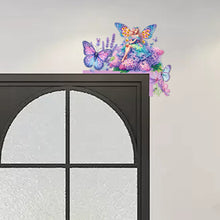 Load image into Gallery viewer, Butterfly Girl Flowers Diamond Art Door Right Angle Sign for Indoor Outdoor Wall
