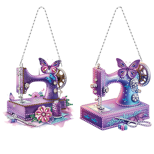 2 Pcs Sewing Machine Diamond Art Hanging Pendant Diamond Painting Home Decor