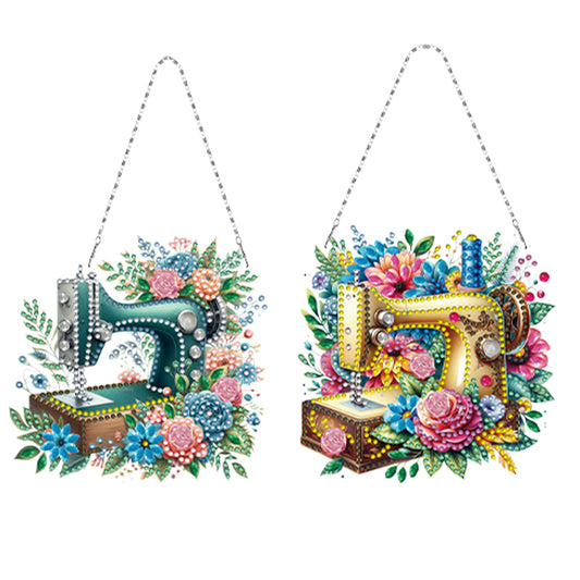 2 Pcs Sewing Machine Diamond Art Hanging Pendant Diamond Painting Home Decor