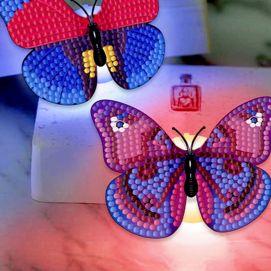 6Pcs Butterfly DIY Diamond Painting Decorative Stickers Set with Light DIY Gifts