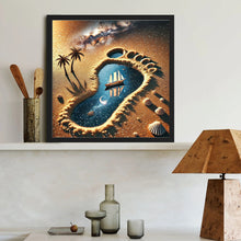 Load image into Gallery viewer, Diamond Painting - Full Round - Desert Footprints Starry Sky Sailboat (40*40CM)
