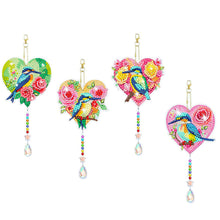 Load image into Gallery viewer, 4Pcs Acrylic Love Flower Hummingbird Diamond Art Painting Suncatchers Home Decor
