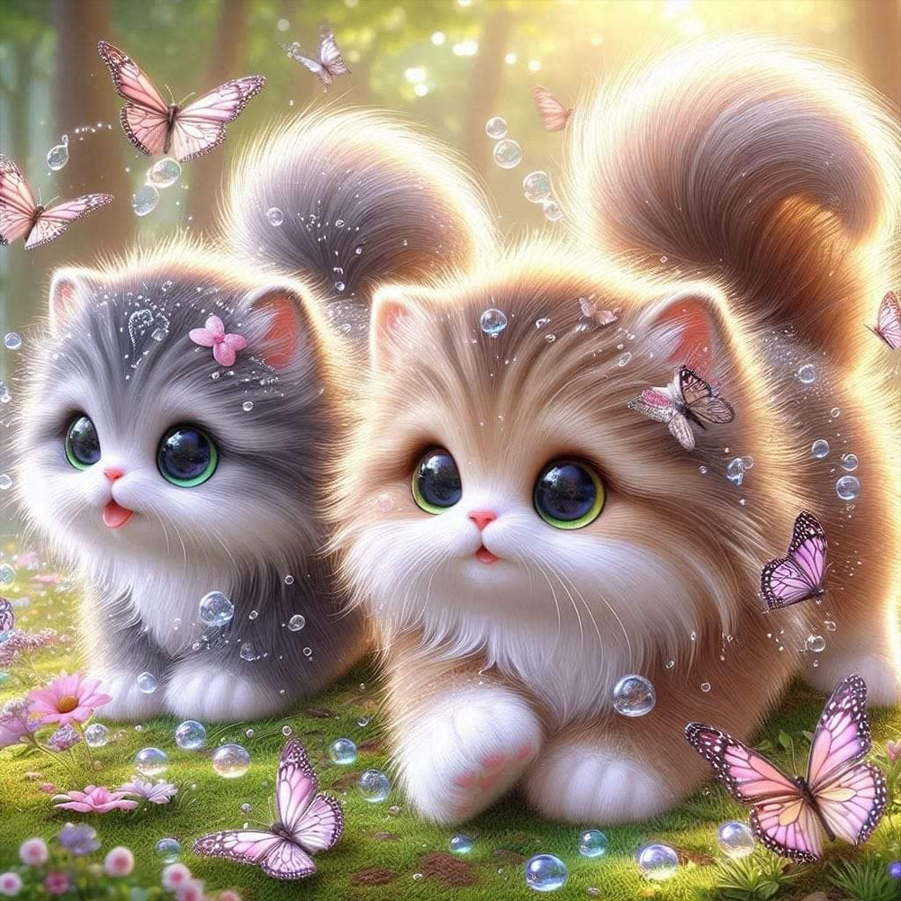 Diamond Painting - Full Round - Double Cat (40*40CM)