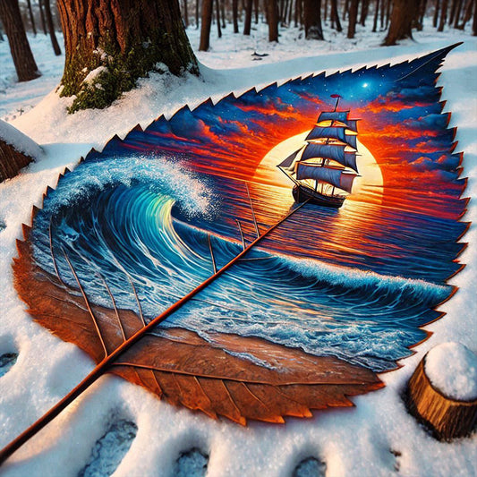 Diamond Painting - Full Round - Dead Leaf Sailboat (40*40CM)