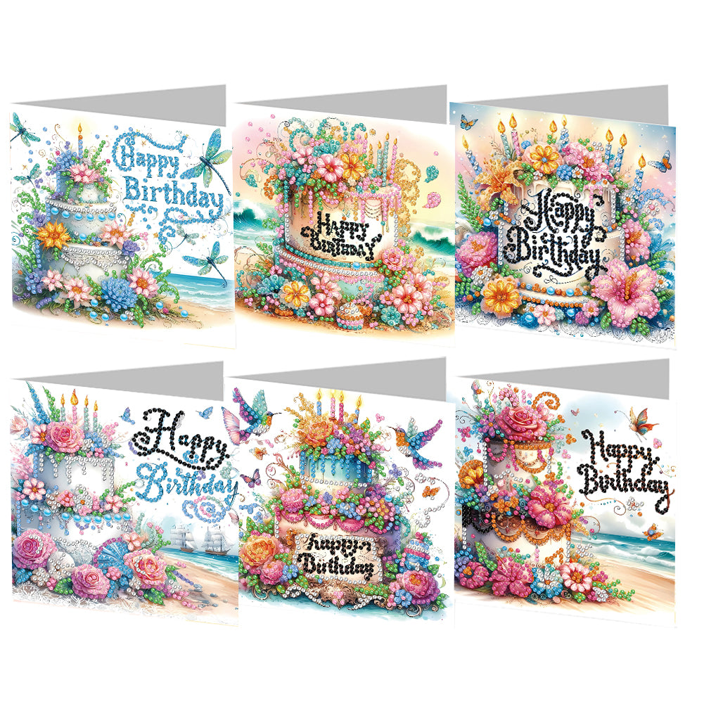 6pcs Diamond Painting Greeting Cards DIY Diamond Art Cards Handmade Arts Crafts