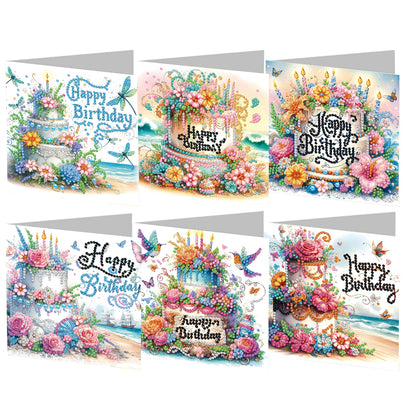 6pcs Diamond Painting Greeting Cards DIY Diamond Art Cards Handmade Arts Crafts