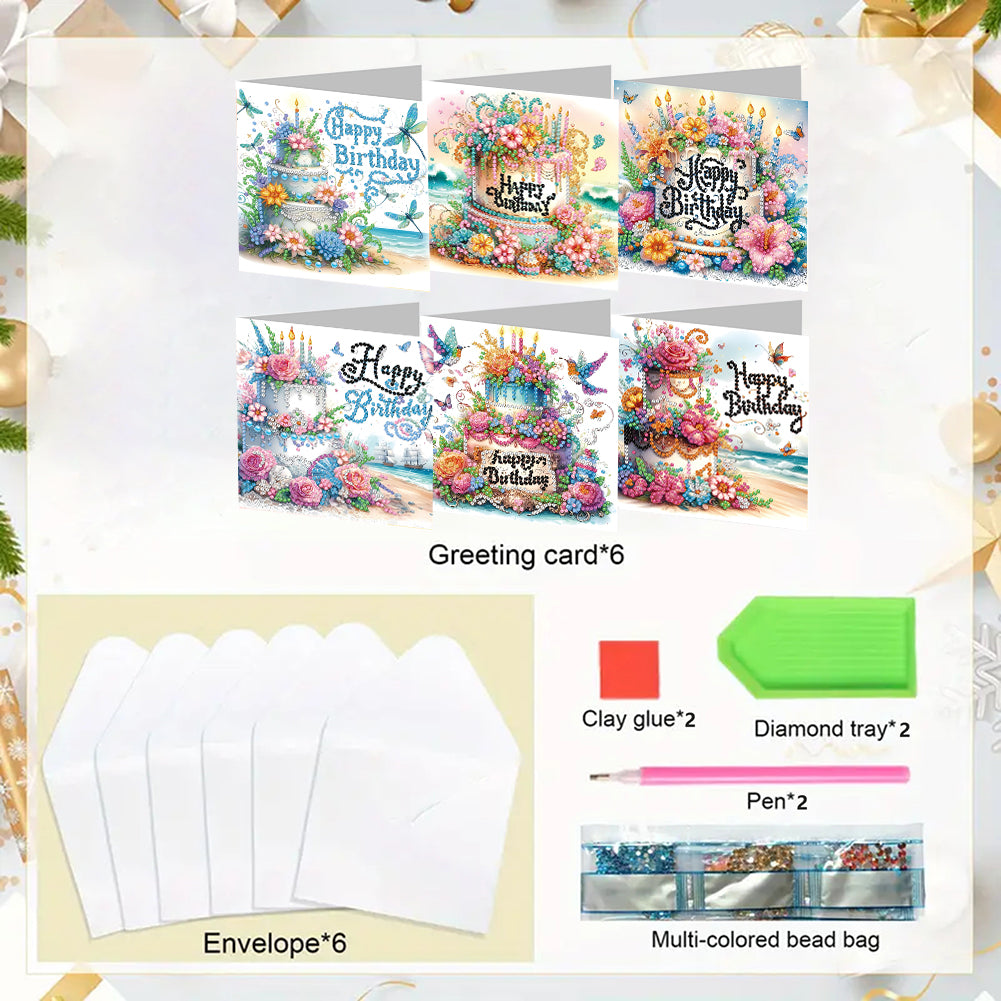 6pcs Diamond Painting Greeting Cards DIY Diamond Art Cards Handmade Arts Crafts