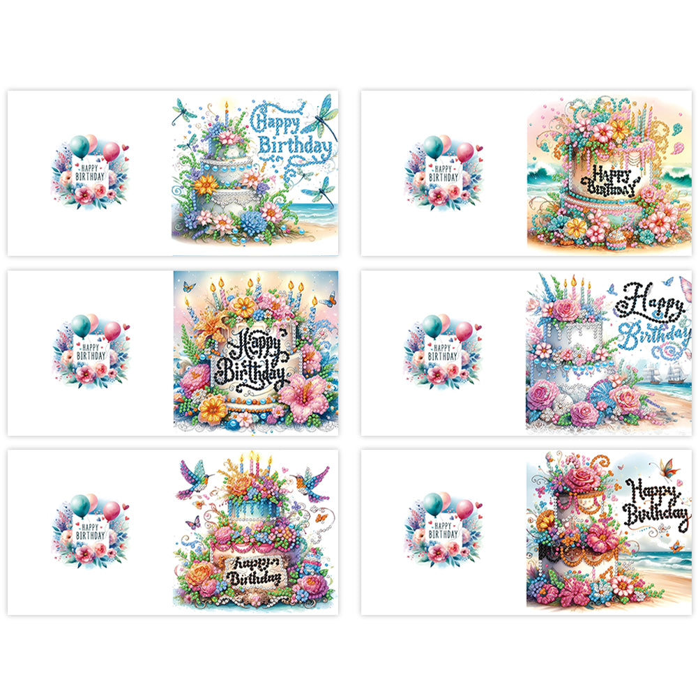 6pcs Diamond Painting Greeting Cards DIY Diamond Art Cards Handmade Arts Crafts