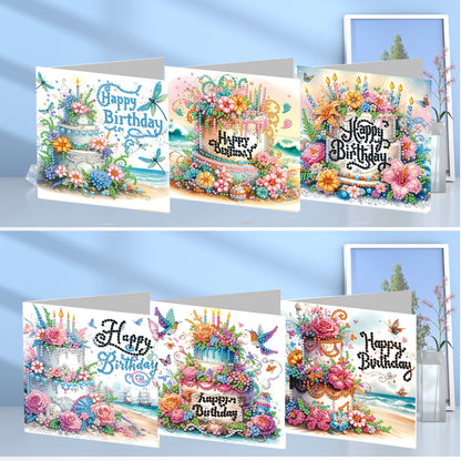 6pcs Diamond Painting Greeting Cards DIY Diamond Art Cards Handmade Arts Crafts