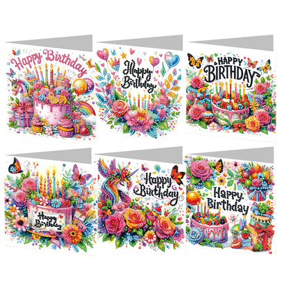 6pcs Diamond Painting Greeting Cards DIY Diamond Art Cards Handmade Arts Crafts