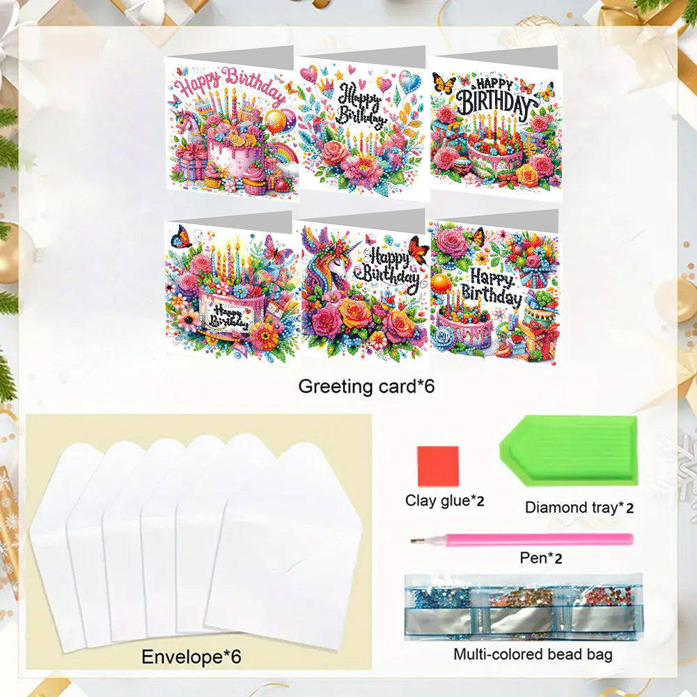 6pcs Diamond Painting Greeting Cards DIY Diamond Art Cards Handmade Arts Crafts