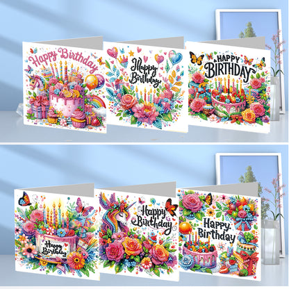6pcs Diamond Painting Greeting Cards DIY Diamond Art Cards Handmade Arts Crafts