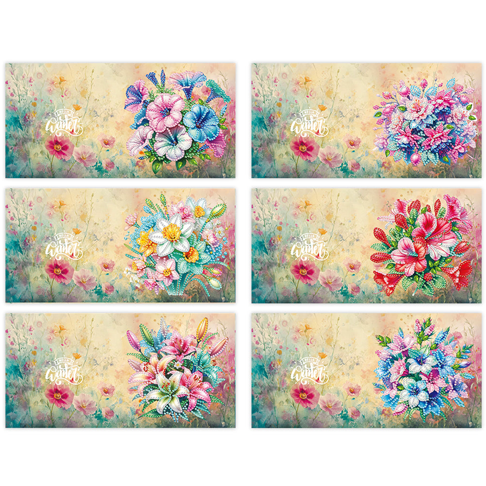 6pcs Diamond Painting Greeting Cards DIY Diamond Art Cards Handmade Arts Crafts