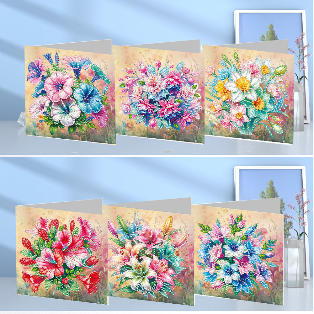 6pcs Diamond Painting Greeting Cards DIY Diamond Art Cards Handmade Arts Crafts