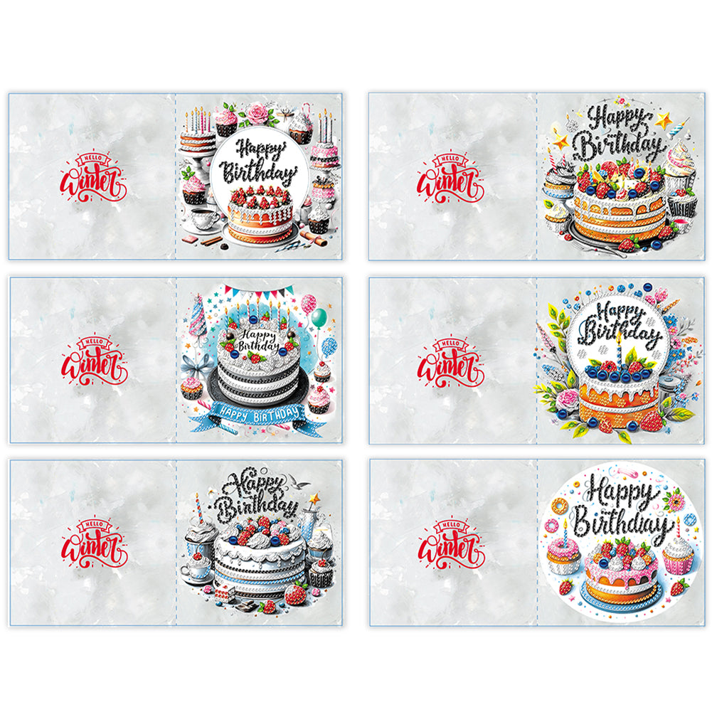 6pcs Diamond Painting Greeting Cards DIY Diamond Art Cards Handmade Arts Crafts