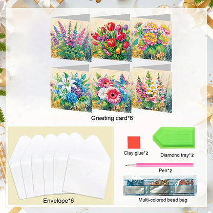 6pcs Diamond Painting Greeting Cards DIY Diamond Art Cards Handmade Arts Crafts
