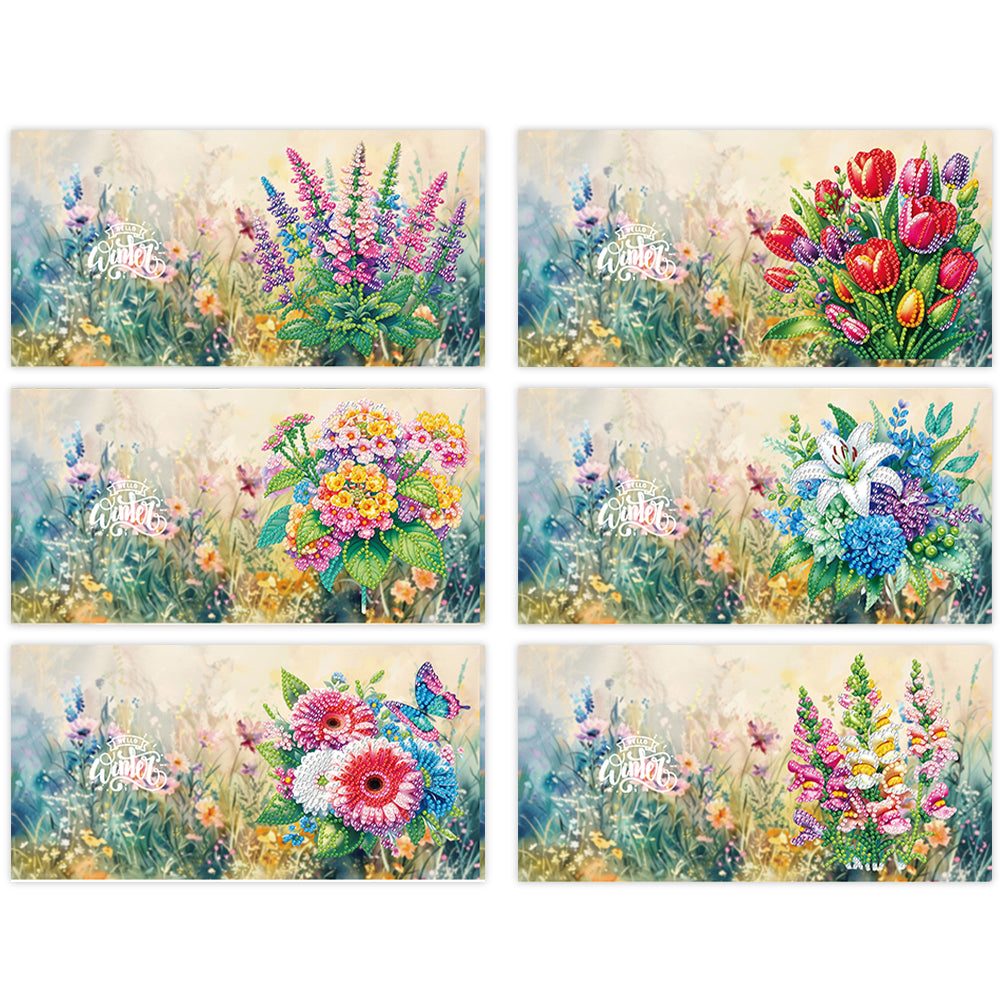 6pcs Diamond Painting Greeting Cards DIY Diamond Art Cards Handmade Arts Crafts