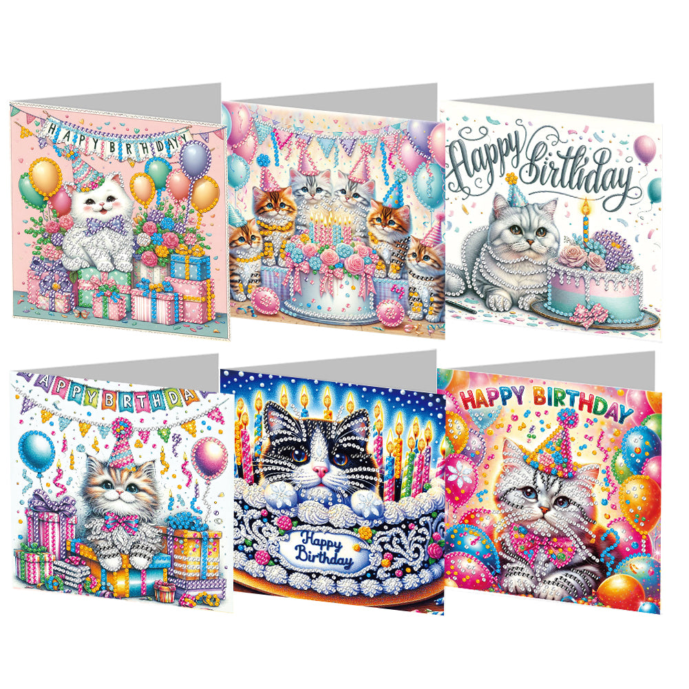 6pcs Diamond Painting Greeting Cards DIY Diamond Art Cards Handmade Arts Crafts