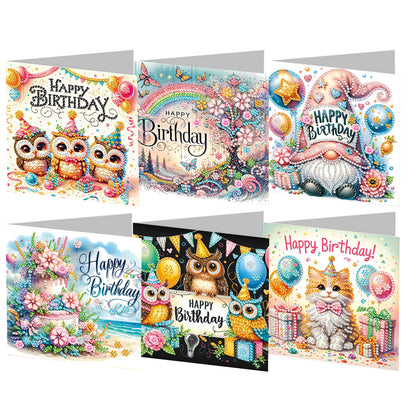 6pcs Diamond Painting Greeting Cards DIY Diamond Art Cards Handmade Arts Crafts