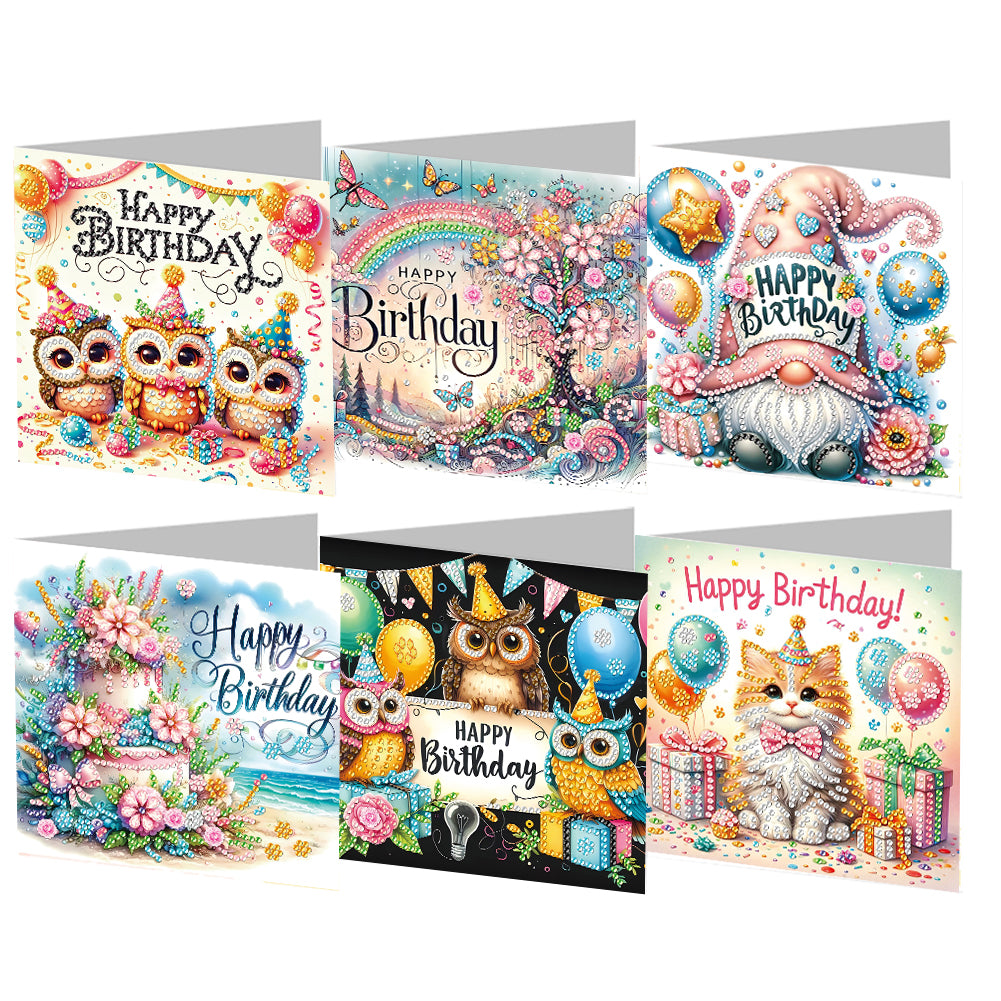 6pcs Diamond Painting Greeting Cards DIY Diamond Art Cards Handmade Arts Crafts