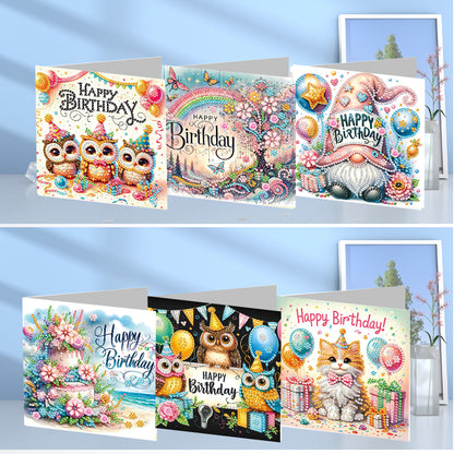 6pcs Diamond Painting Greeting Cards DIY Diamond Art Cards Handmade Arts Crafts