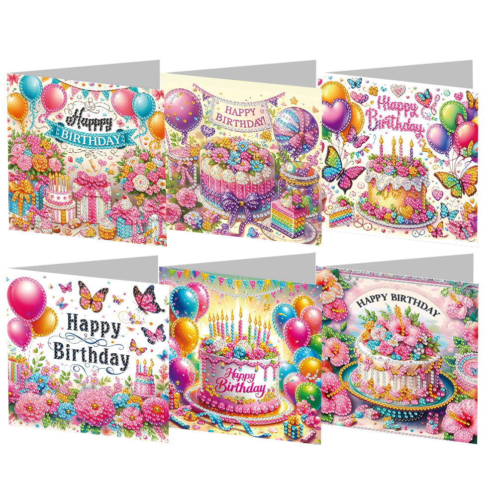 6pcs Diamond Painting Greeting Cards DIY Diamond Art Cards Handmade Arts Crafts